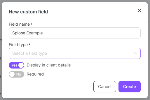 Create the field once.