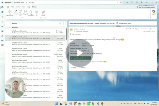 Animated preview of the Loom walkthrough, Automating Medicare Rebates and Invoice Tracking.